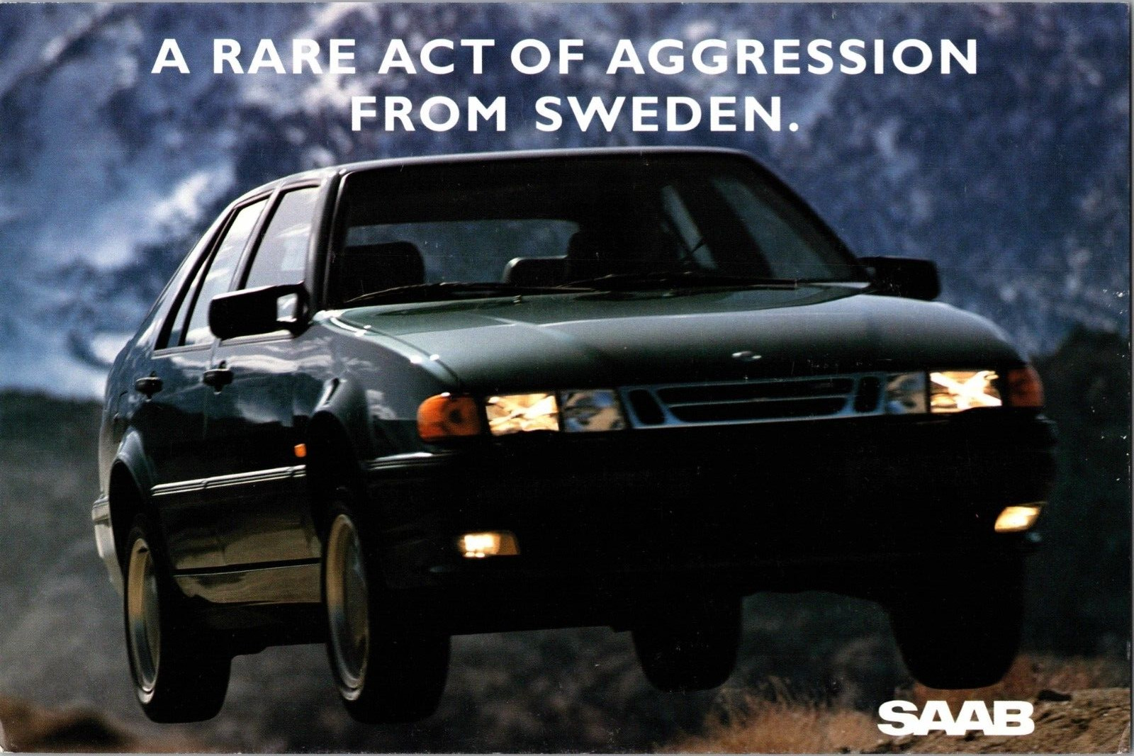 Vintage 1994 Saab 9000 Aero Advertising Oversized Dealer Postcard