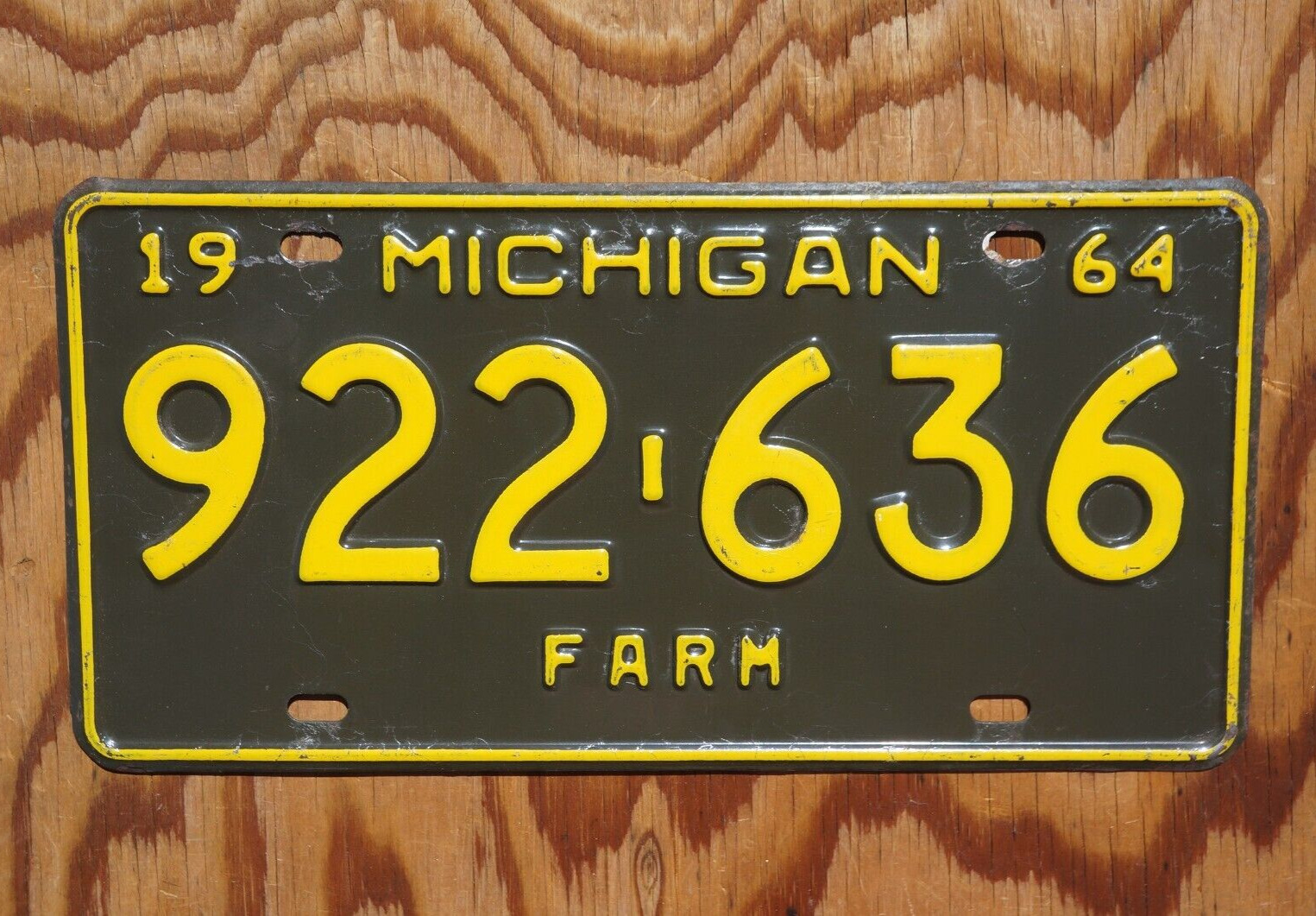 1964 Michigan FARM License Plate