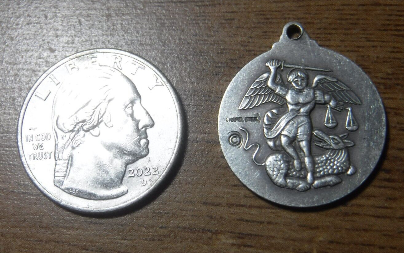 St Michael The Archangel, Sterling Silver U.S. Army Catholic Medal #2a