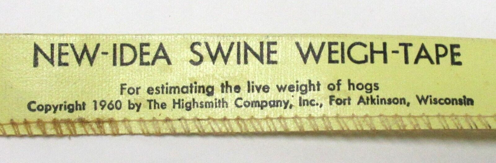 Vintage 1960 New-Idea Swine Measuring Weigh Tape The Highsmith Company Wisconsin