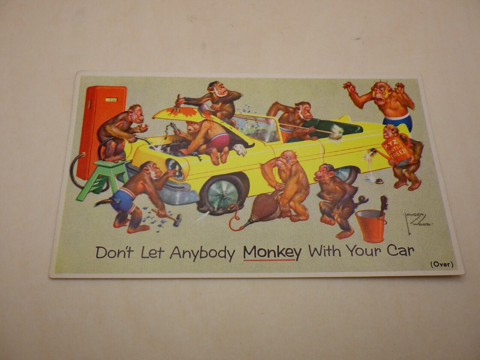 Prestone Anti-Freeze Monkey Around Car Oil Victorian Style Vintage Trade Card