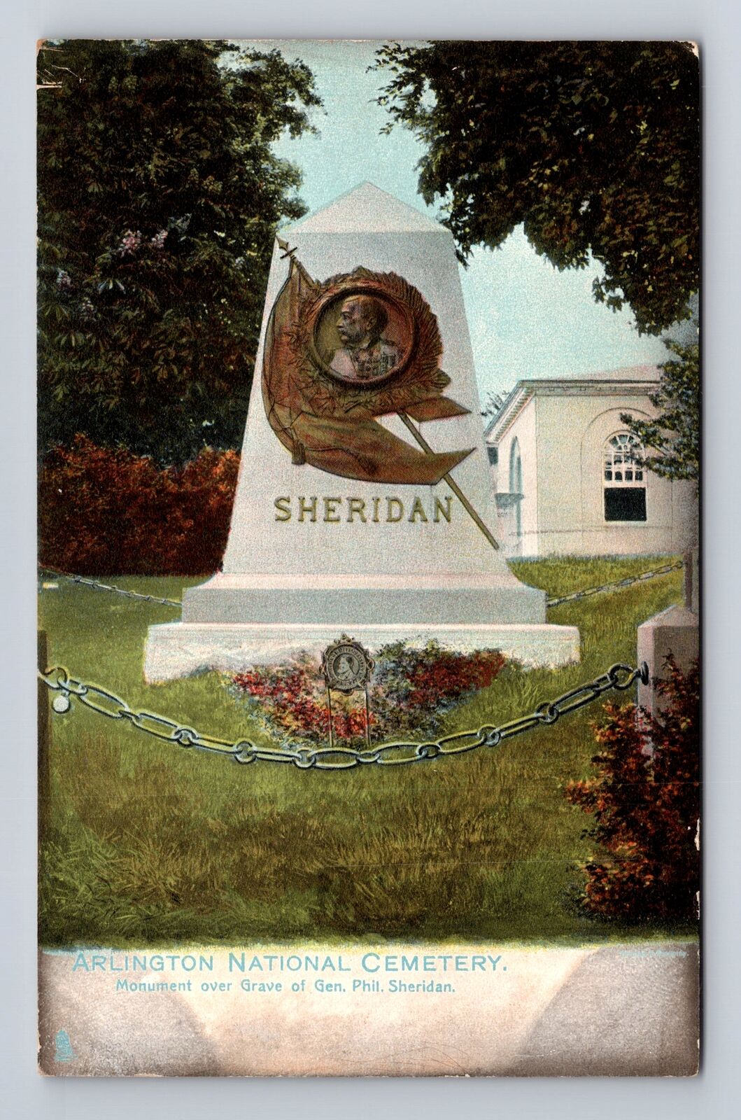 Arlington National Cemetery VA-Virginia Sheridan Grave Monument Vintage Postcard
