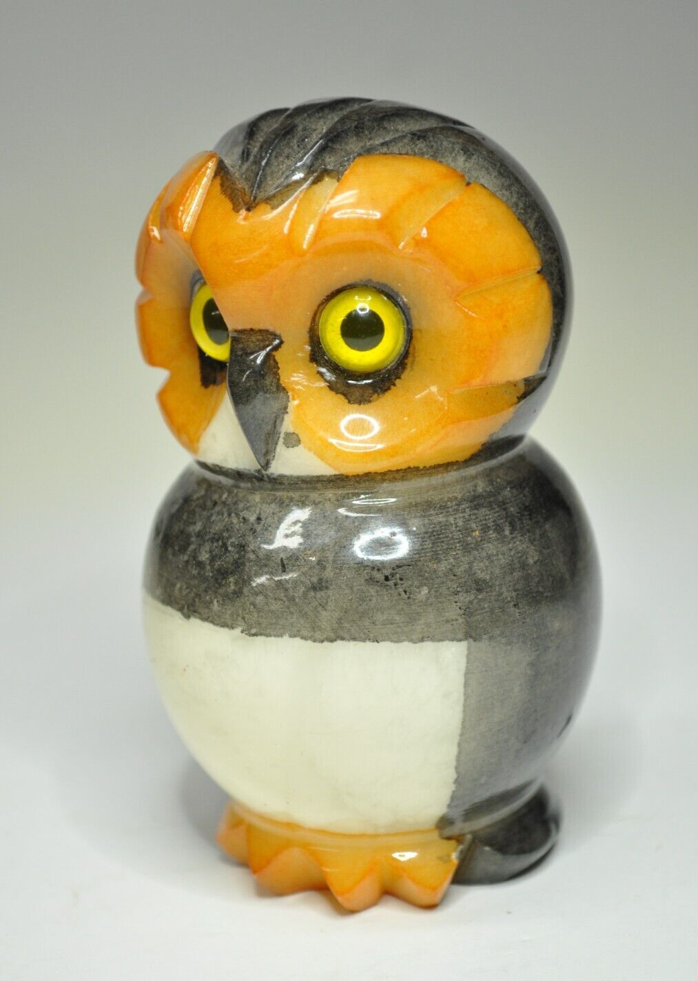 Genuine Alabaster hand painted Owl paperweight made in Italy by Ducceschi