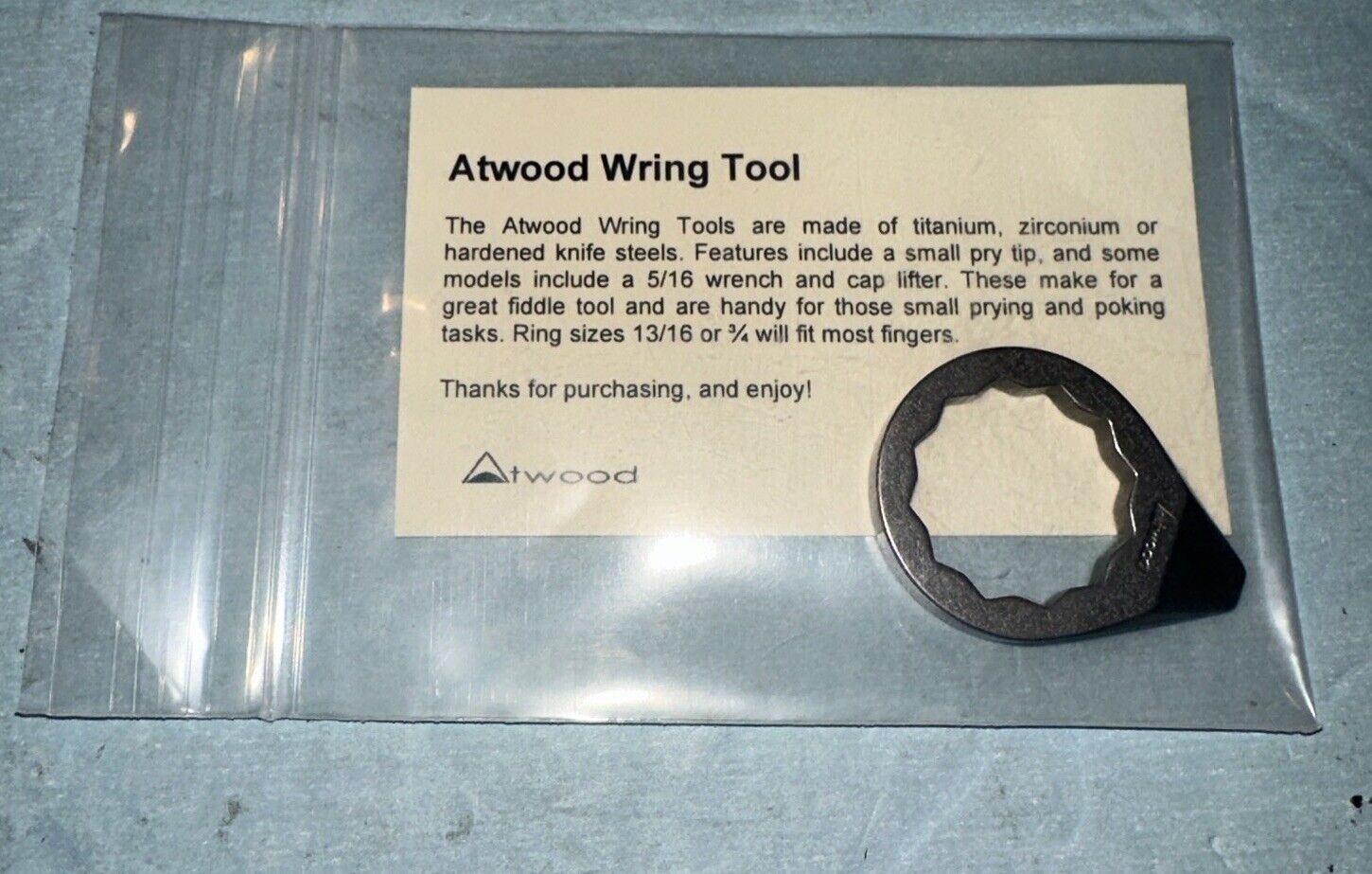 Peter Atwood Plain Titanium Wring Tool With Small Pry Tip NEW
