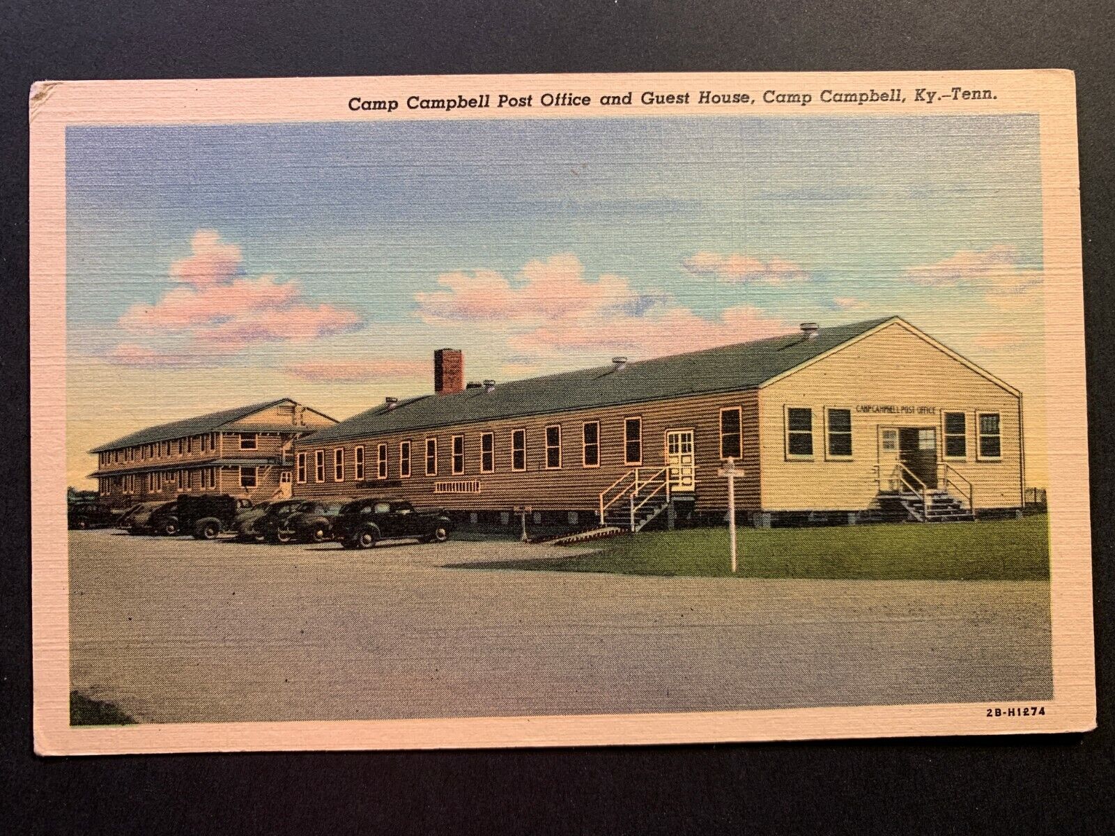 Postcard Camp Campbell KY - c1940s Post Office and Guest House