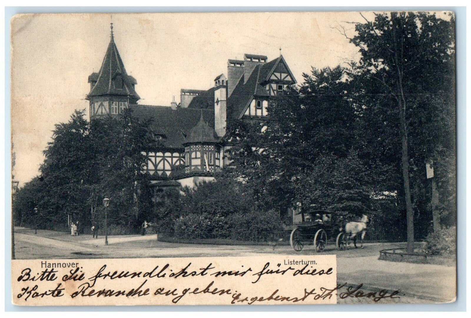 1904 Lister Turm Hanover Lower Saxony Germany Horse Carriage Posted Postcard