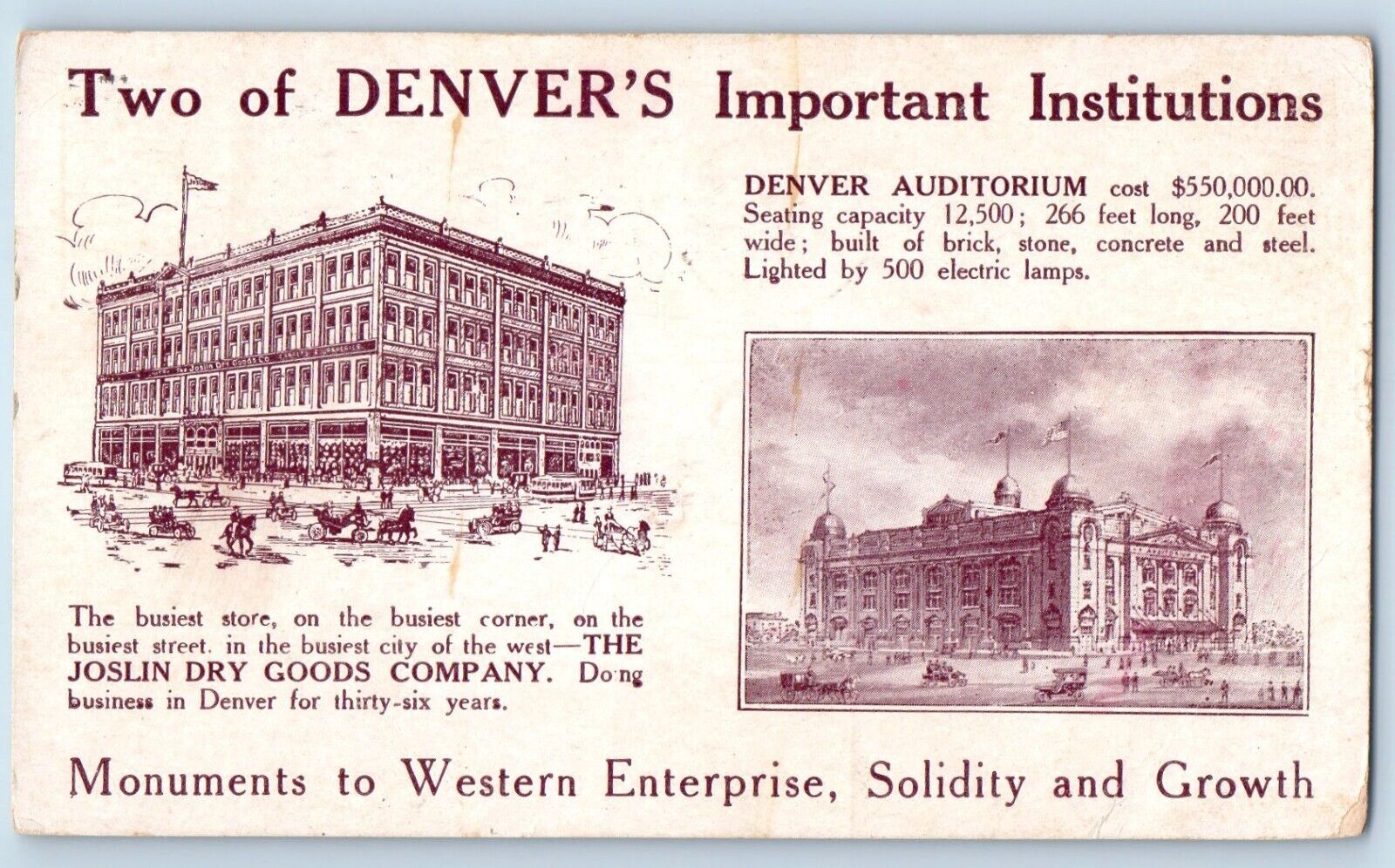 Denver Colorado Postcard Important Institutions Monuments Western 1909 Vintage
