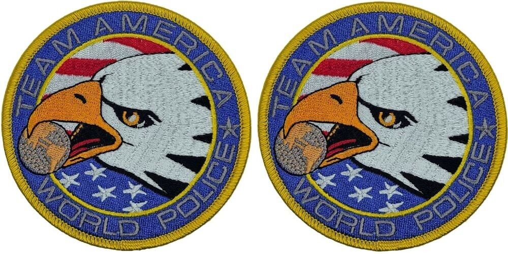 TEAM AMERICA WORLD POLICE MORALE PATCH  -2PC - 3.5 INCH HOOK BACKING