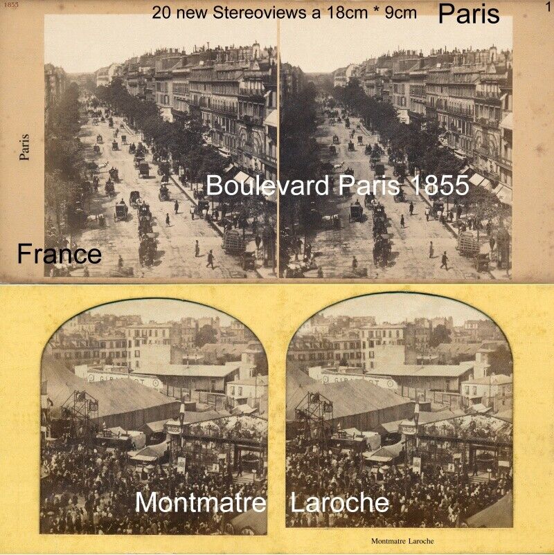 20 Stereoviews Paris 1855 France Frankreich  Lot 1