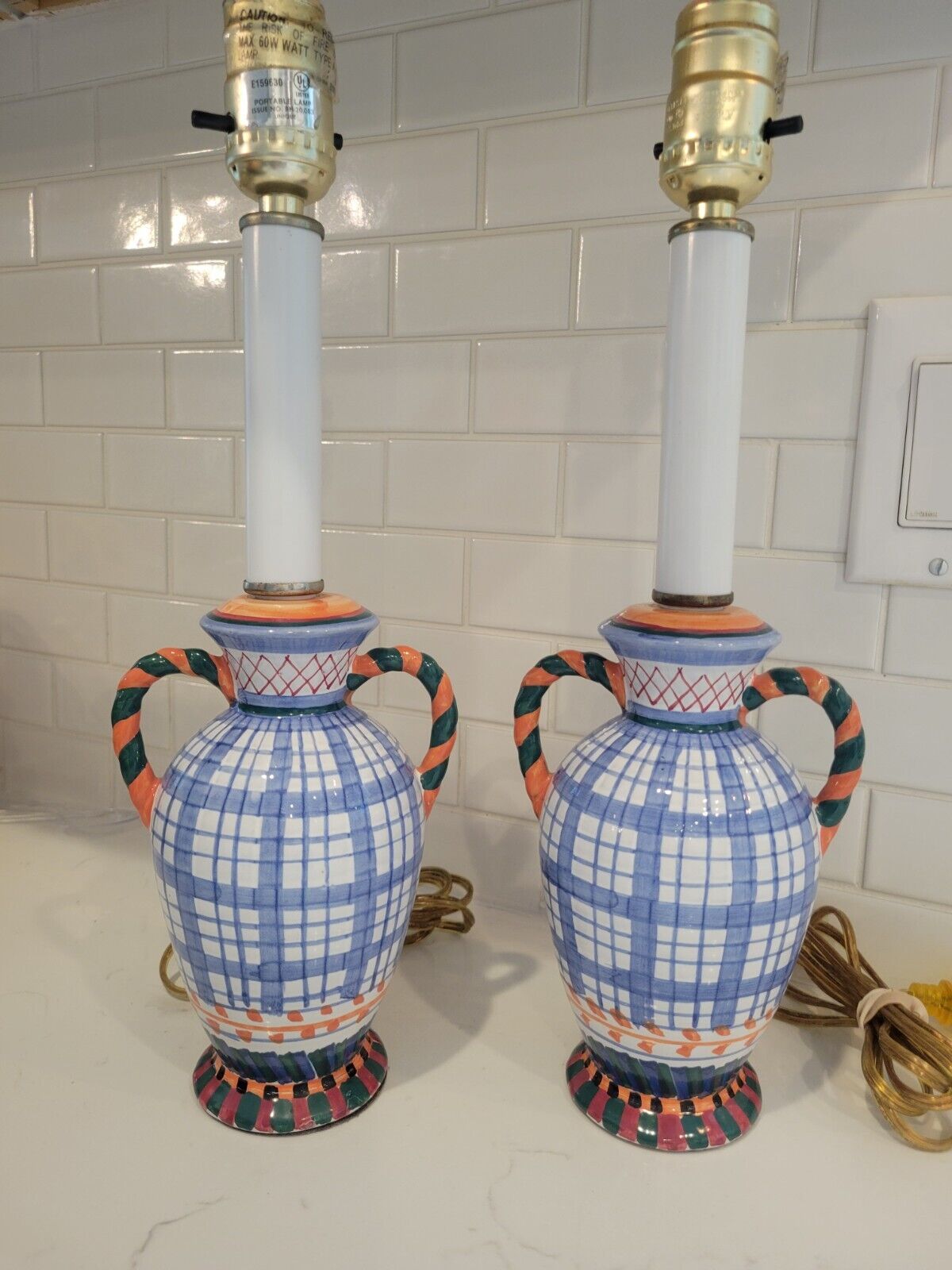 Vintage inspired hand painted Lamps - PAIR So Cute