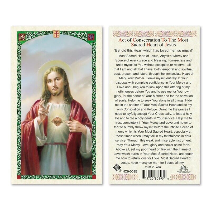 Sacred Heart of Jesus Act of Consecration Laminated Prayer Card
