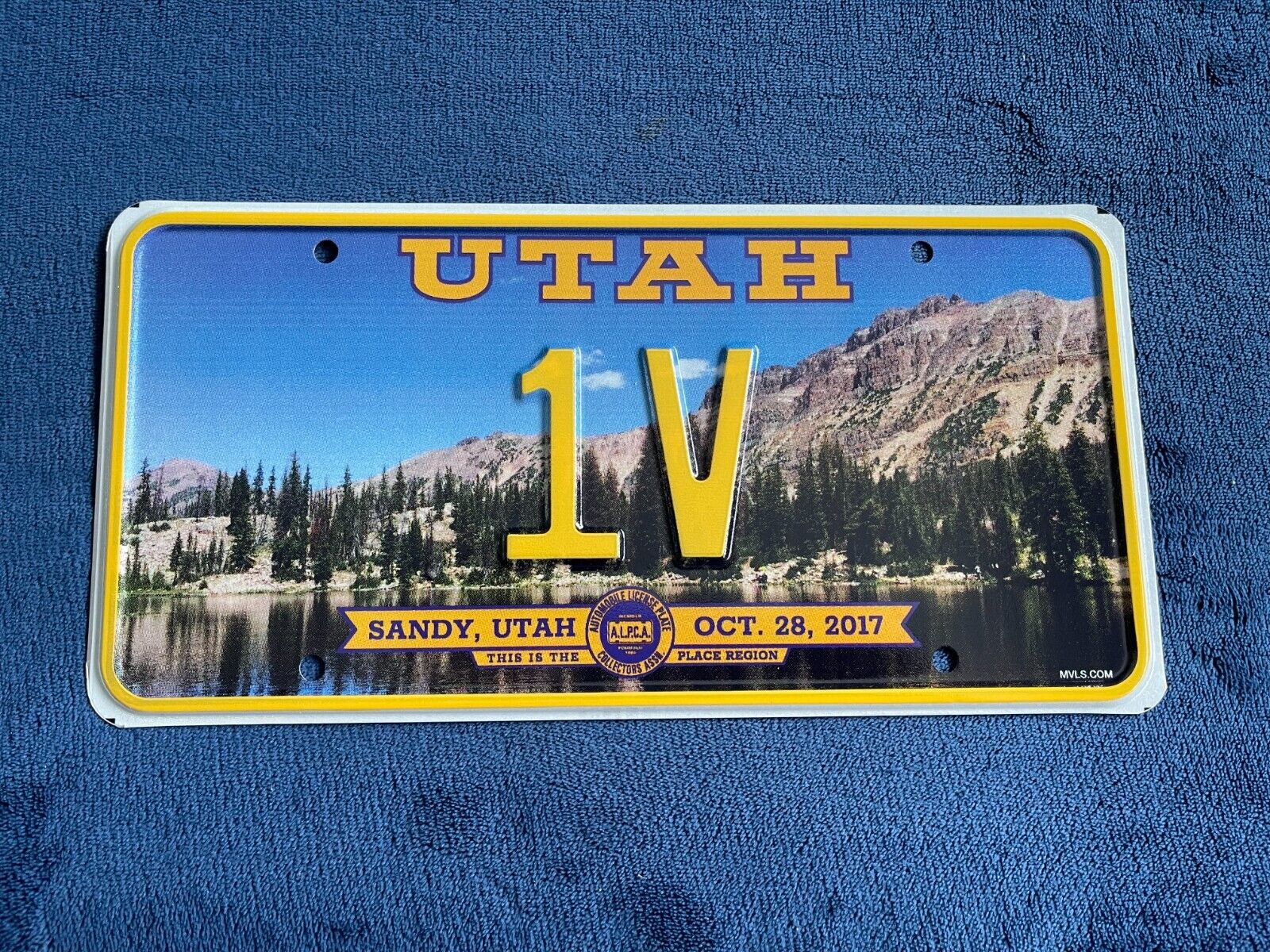 2017 Utah ALPCA Souvenir Sandy Utah Lake Front License Plate # 1 V