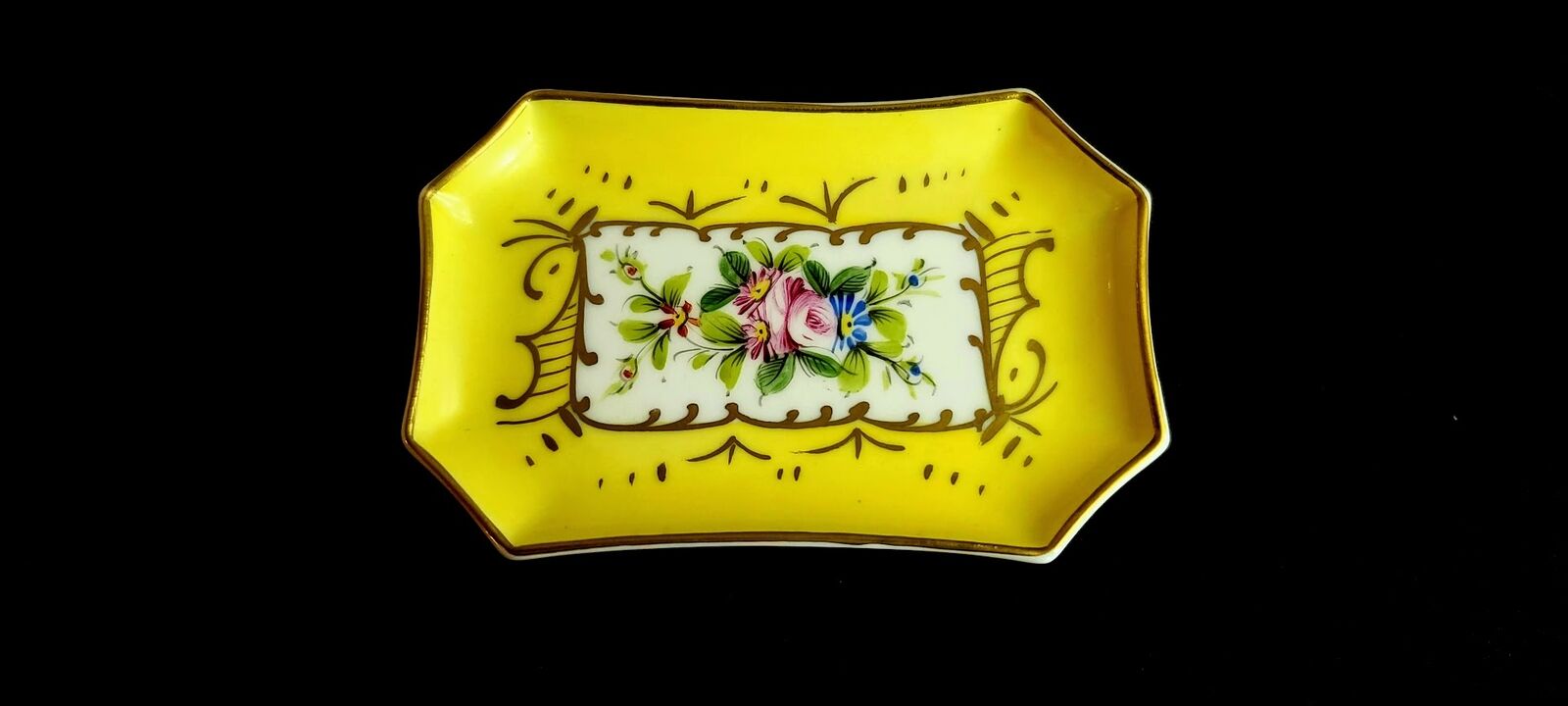 Vintage Limoges France JD Dumont Hand Painted Trinket, Pin or Ring Tray, Lovely