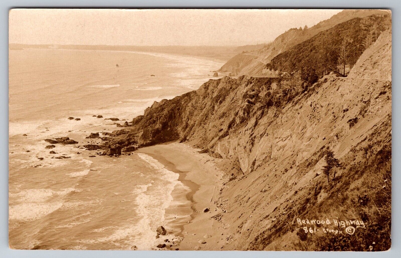 RPPC Redwood Highway Pacific Coast, Sent from Eureka CA 1927 Real Photo Postcard