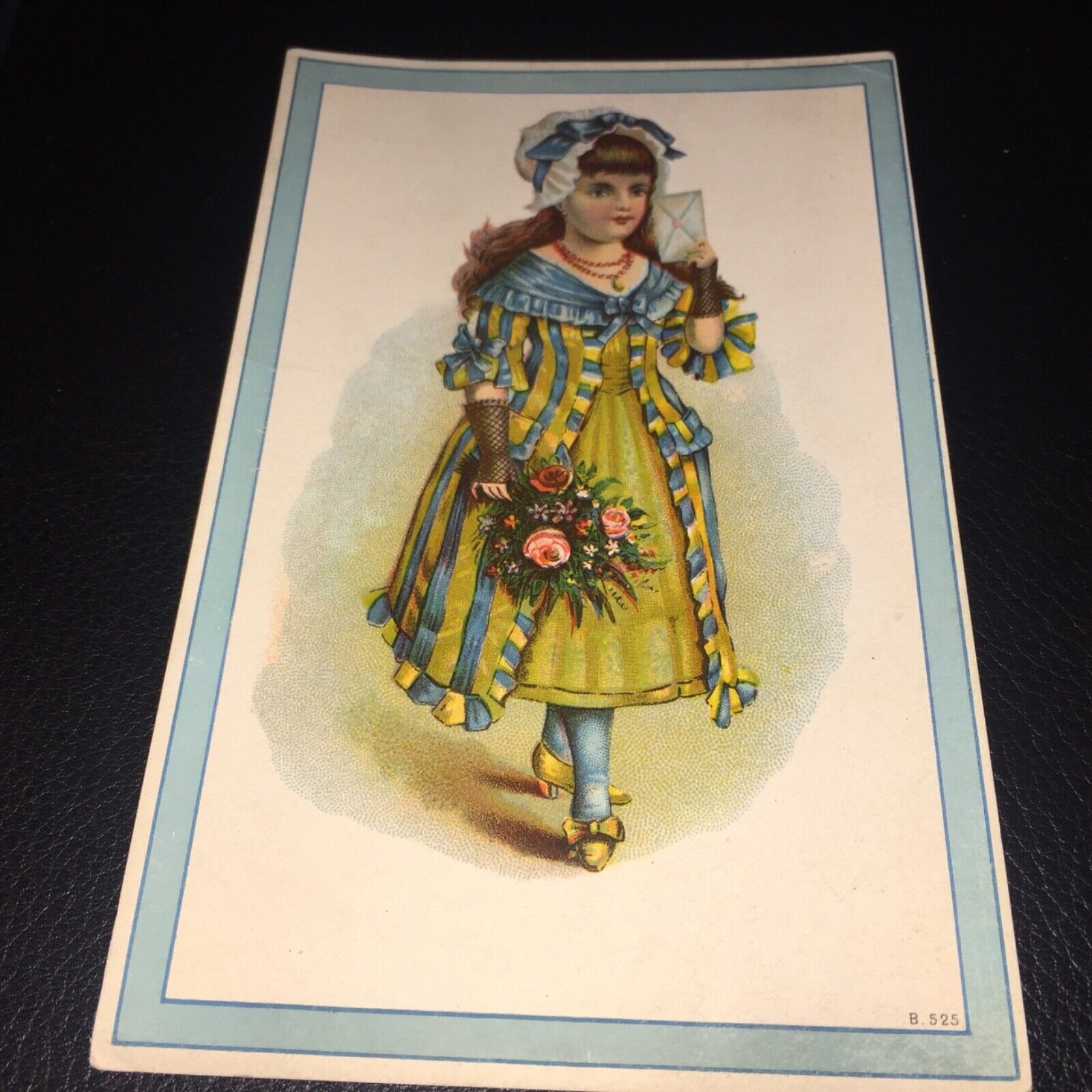 VINTAGE 1880’s LITTLE GIRL IN COLORFUL EUROPEAN DRESS CARD