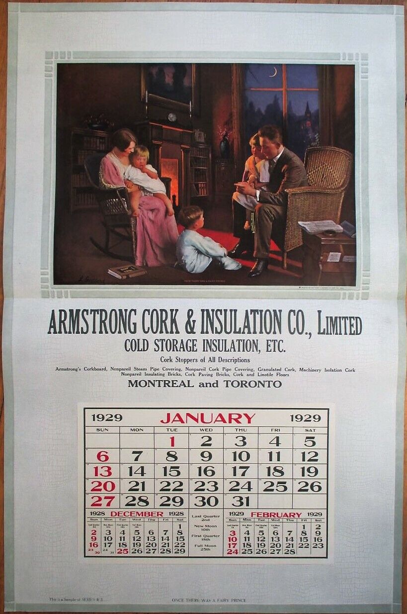 Montreal & Toronto, Ontario 1929 Advertising Calendar/22x33 Poster: Cold Storage