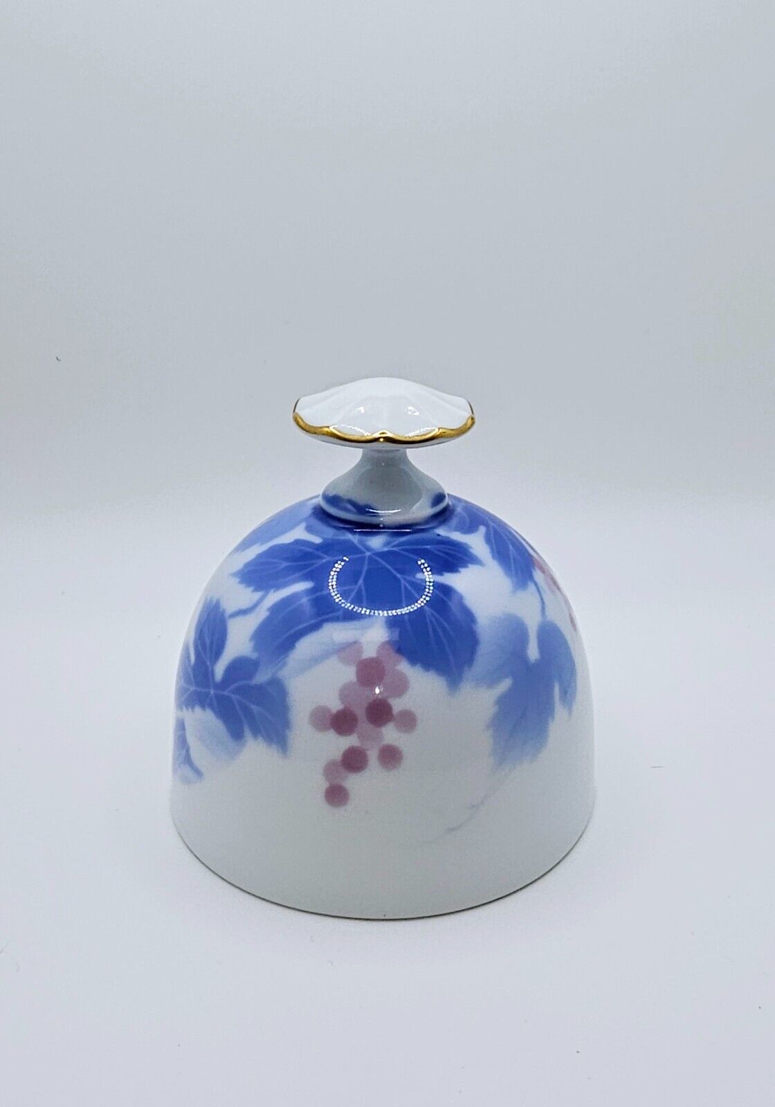 Vintage Fukagawa Danbury Mint Porcelain Blue Floral Arita Decorative Bell Japan