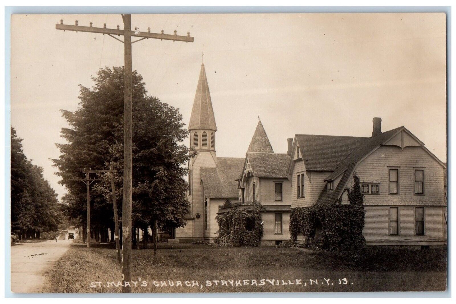 c1910\'s St. Mary\'s Church Car Strykersville New York NY RPPC Photo Postcard
