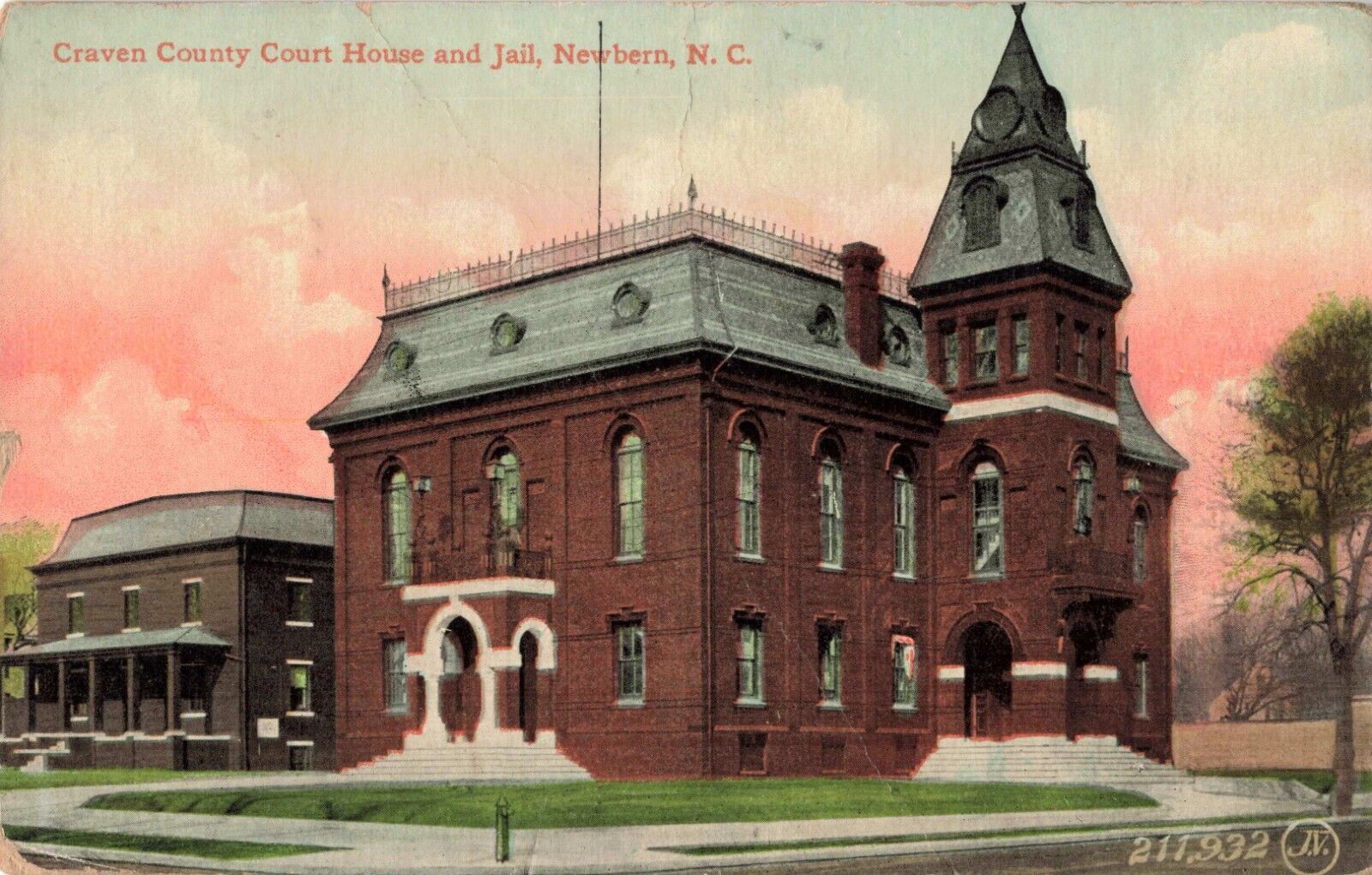 Craven County Court House & Jail New Bern North Carolina NC 1911 Postcard