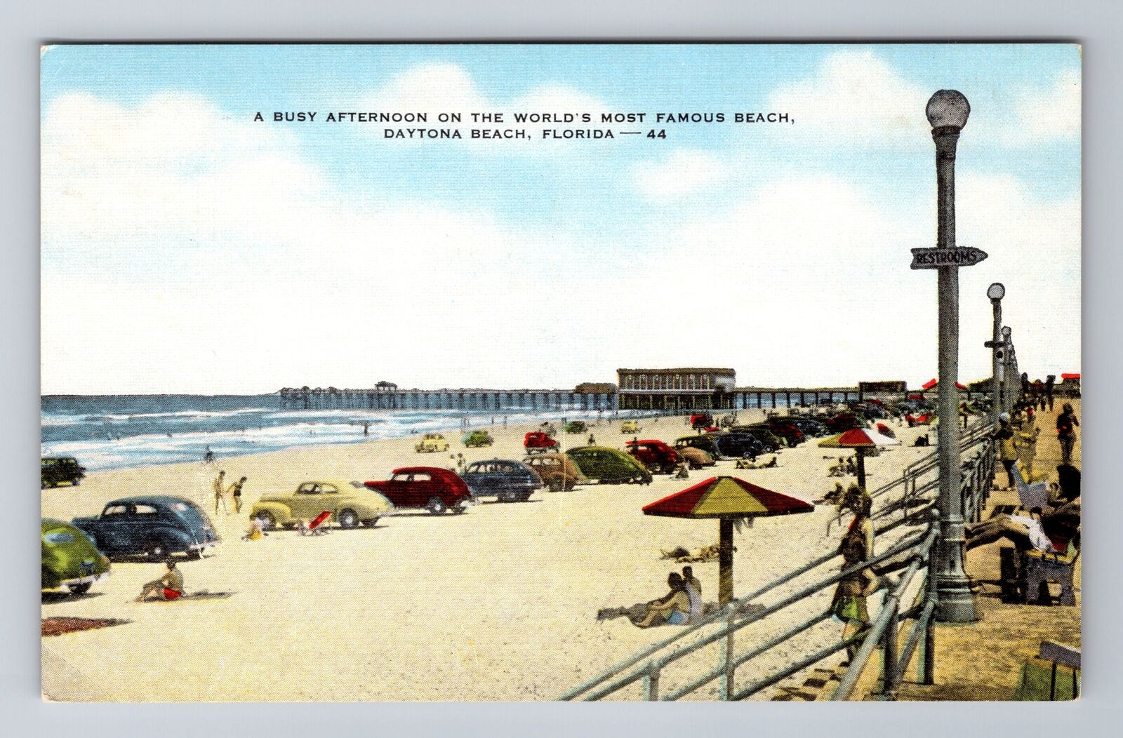 Daytona Beach FL-Florida, A Busy Afternoon On The Beach, Vintage Postcard