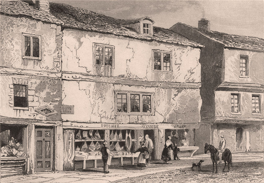 Mark Akenside\'s birthplace, Butcher Bank, Newcastle-upon-Tyne. DUGDALE 1845