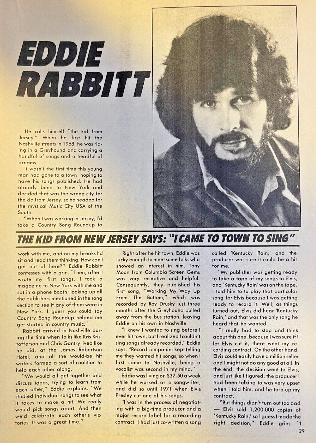 1978 Country Western Singer Eddie Rabbitt