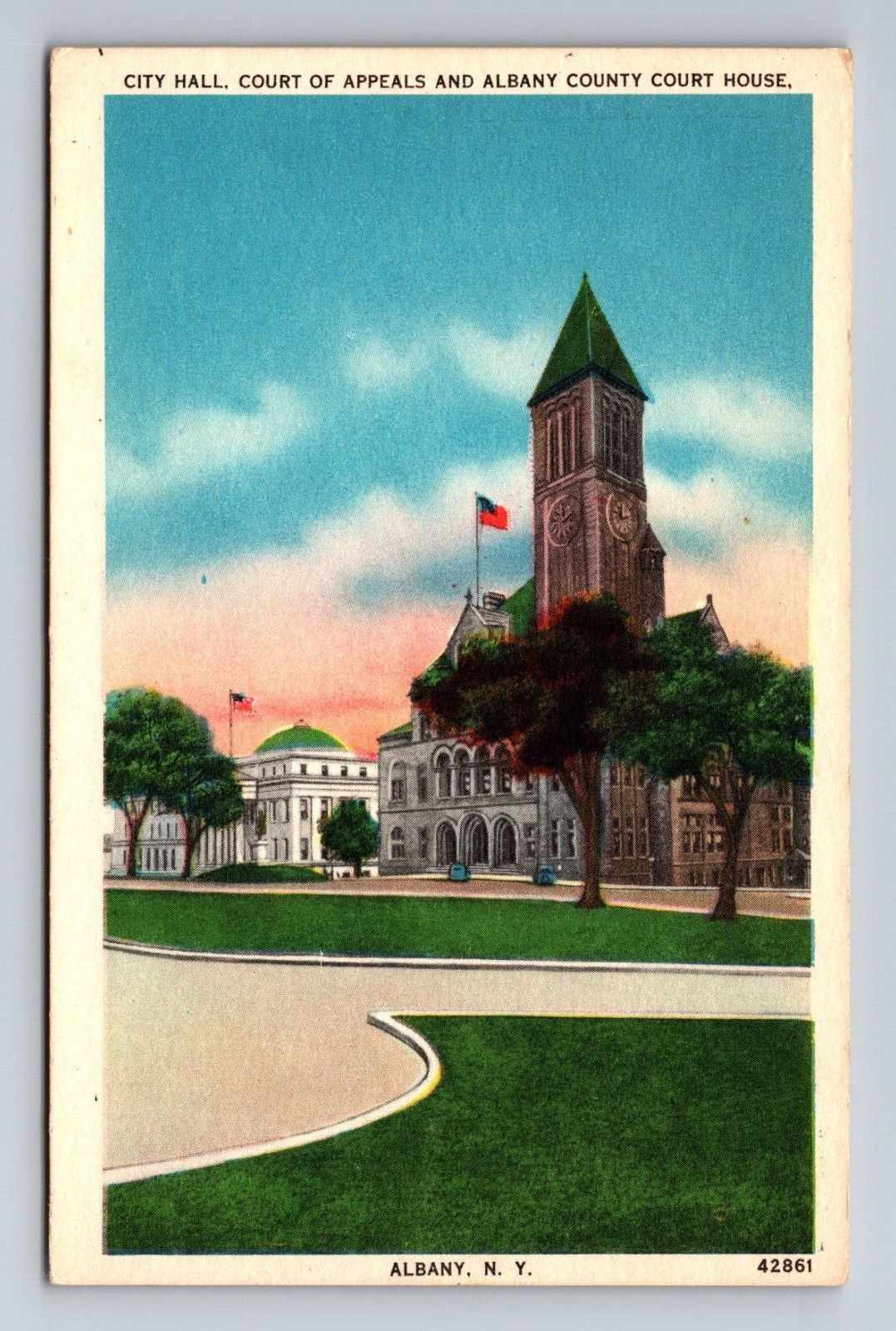 City Hall Court of Appeals and Albany Co Court House Albany NY Postcard