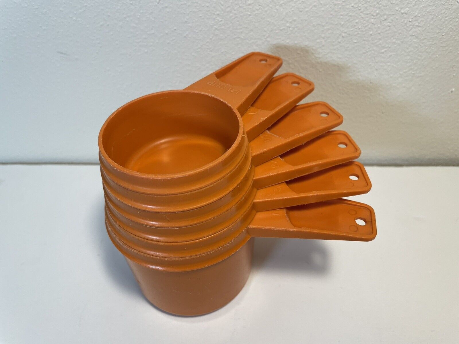 Complete Set of 6 Vintage Harvest Orange Tupperware Measuring Cups