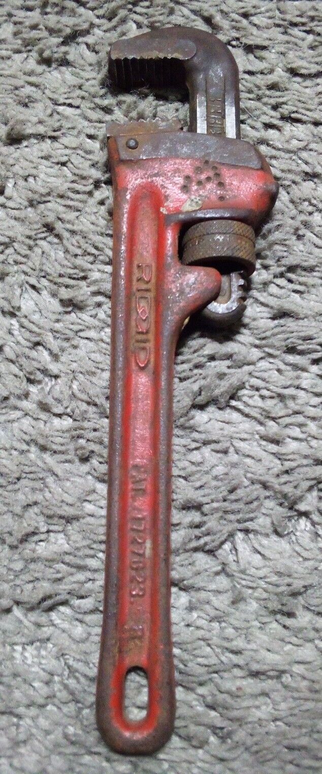 VTG/Antique RIDGID 1930s Ridgid Tool No. 8 Steel Pipe Wrench Pat #1727623 RARE