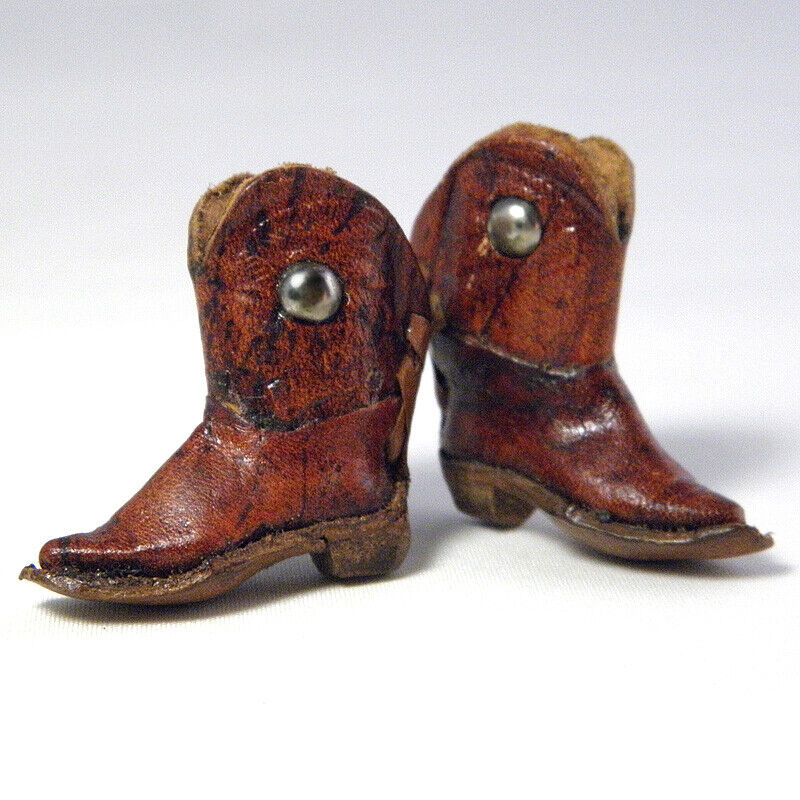 Miniature Western Cowboy Boots Leather American West Hand Crafted Pair VTG