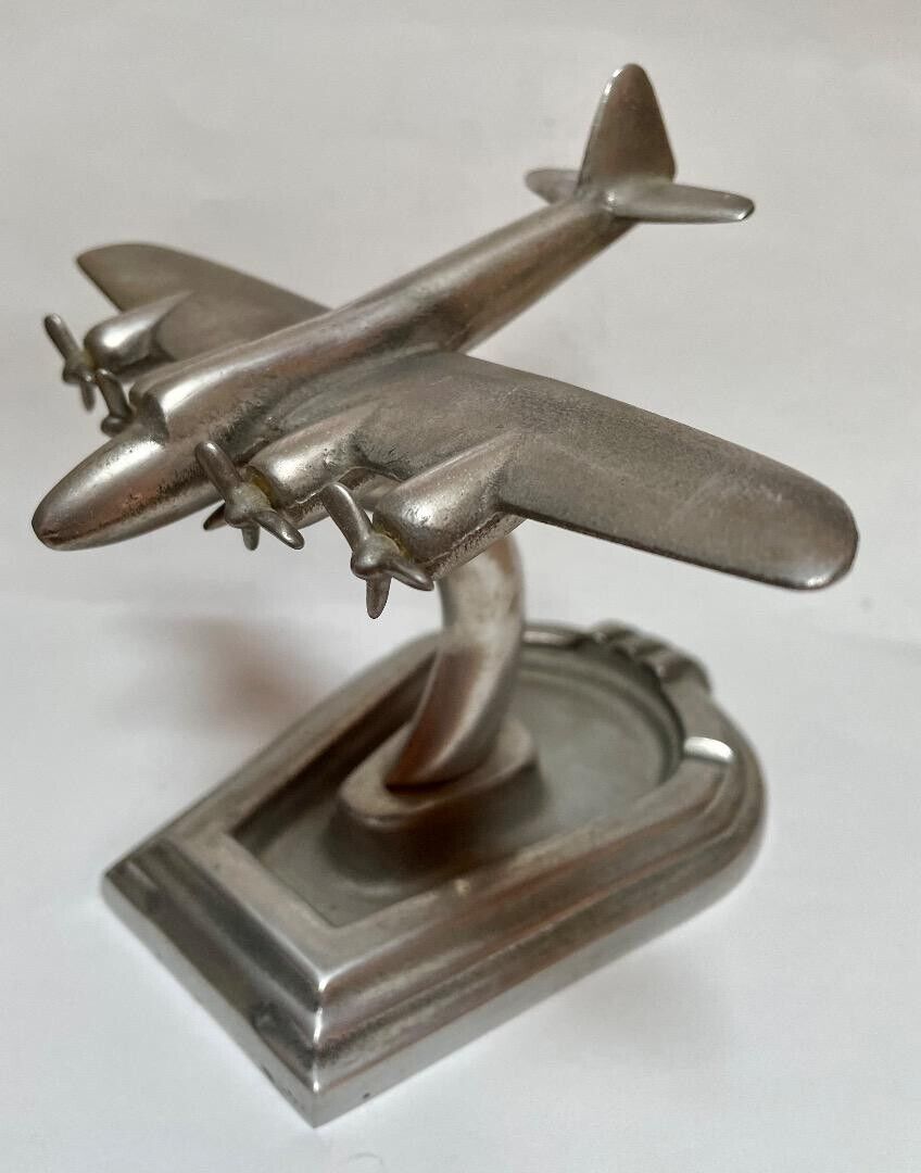 Vintage Antique Air plane model metal ashtray Rare Collective Mid Century H 17cm