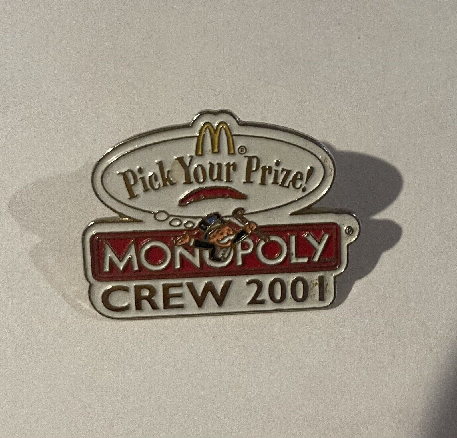 McDonald’s 2001 Lapel Pin Pick Your Prize Monopoly Crew VTG Silver-tone Enamel