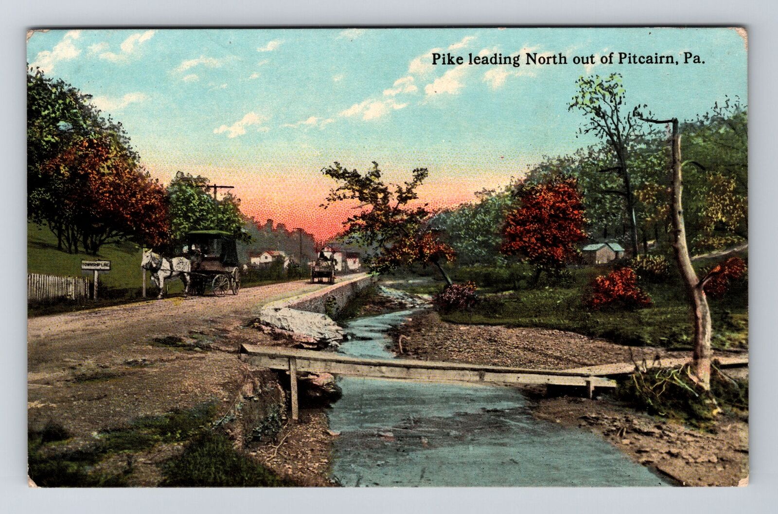 Pitcairn PA-Pennsylvania, Pike Roadway Leading North, c1910 Vintage Postcard