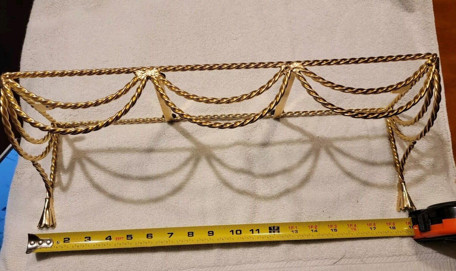 Vintage Gold Twisted Rope And Glass Wall Shelf 1980s Home Interiors