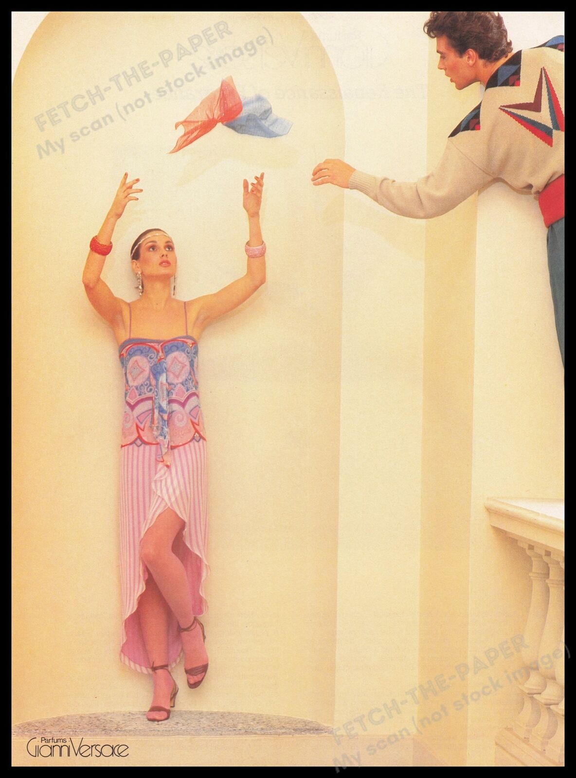Gianni Versace Dress 1980s Print Advertisement Ad 1982 Parfums Legs