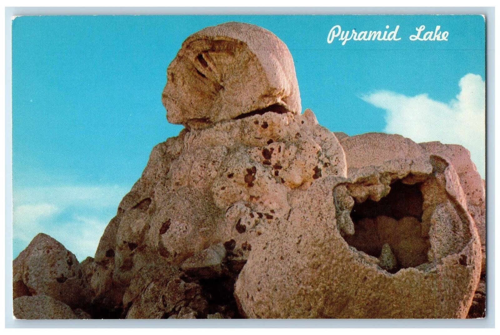 c1960\'s Squaw & Basket Spectacular Tufa Stone Formation Pyramid Lake NV Postcard