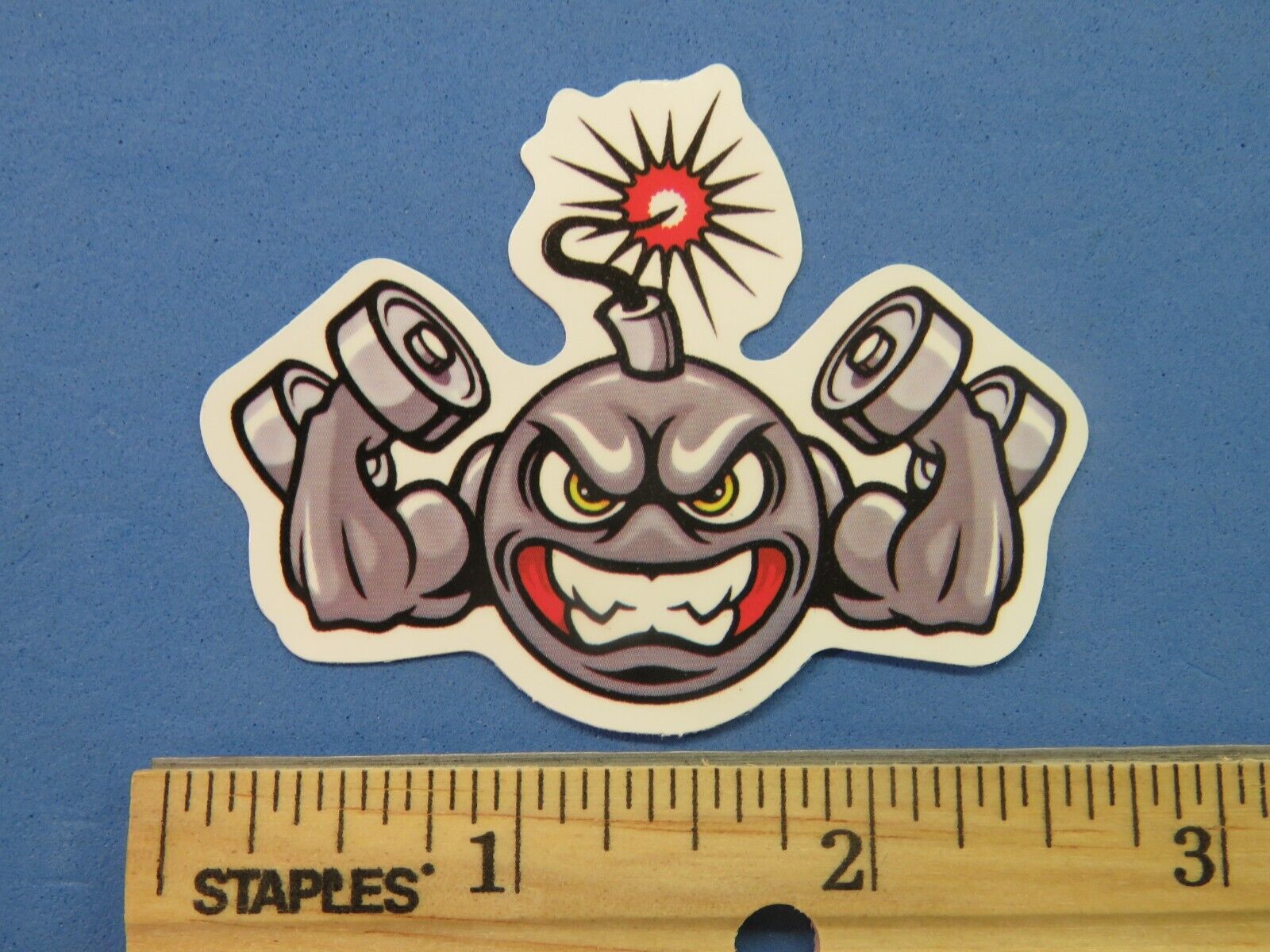 Collectible STICKER ~ Explosive Bomb Face Lifting Weights Design