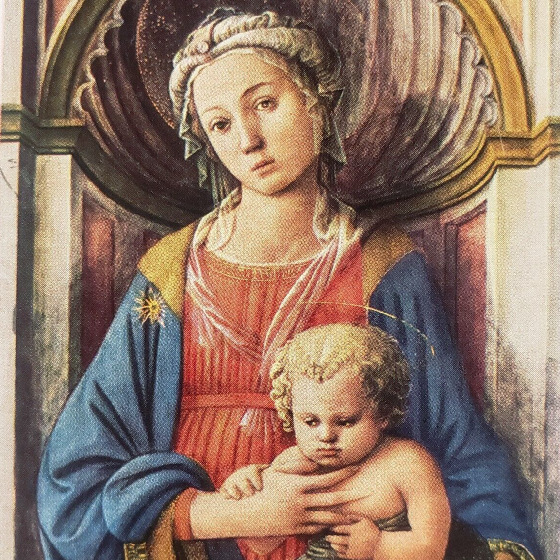 Madonna Child Lipi Painting Postcard 1950s National Gallery Art Museum DC B1482