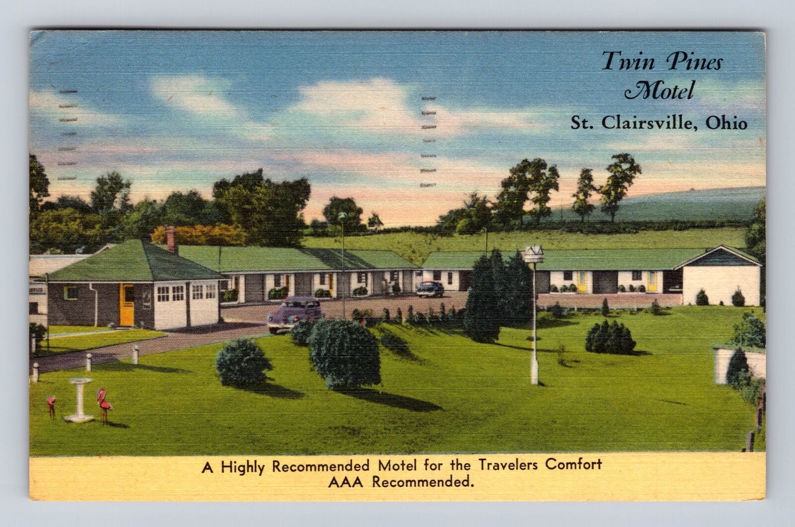 St Clairsville OH-Ohio, Twin Pines Motel, Advertising, Antique Vintage Postcard