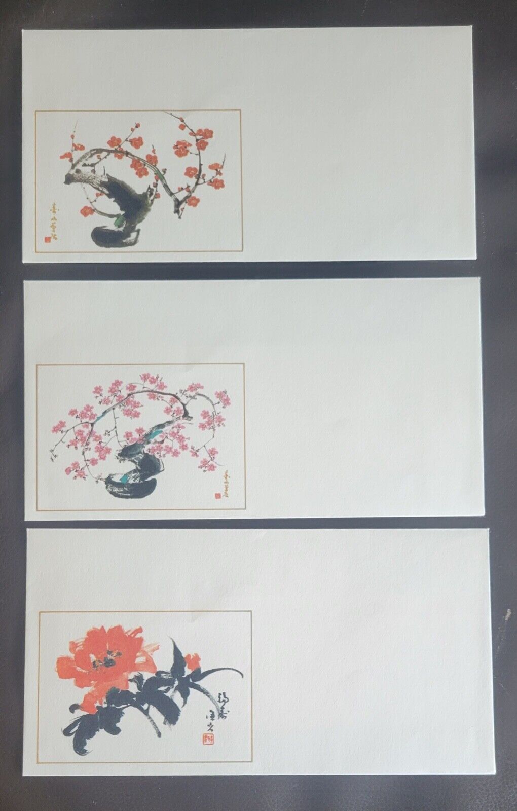 Vintage ~ New Asahi Card (3) Envelopes Floral Made in Japan letter writing