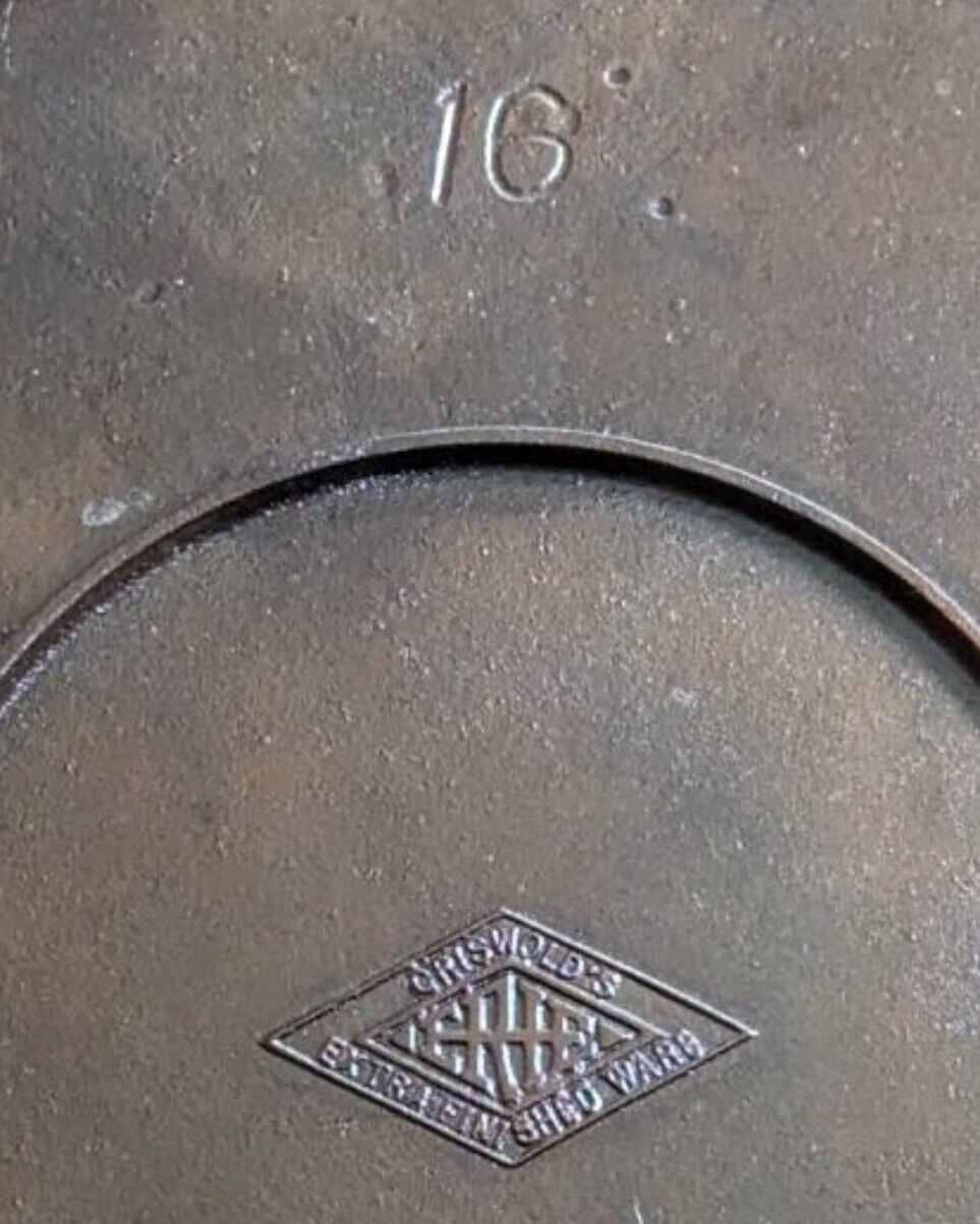 RAREGriswold*DIAMOND LOGO*1905-1906*743*#16* Cast Iron Griddle*Only Made 1 Yr