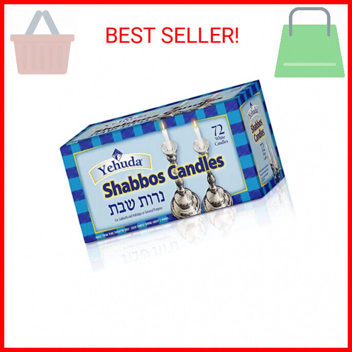 Yehuda 3 Hour White Shabbos Candles (72 Count) Traditional Shabbat Candles, Dinn