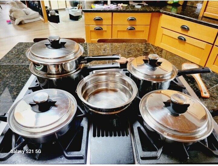 Vintage Vollrath Tri Ply mid Century Cookware Pots Pans W Lids Whole Set 10 Pc