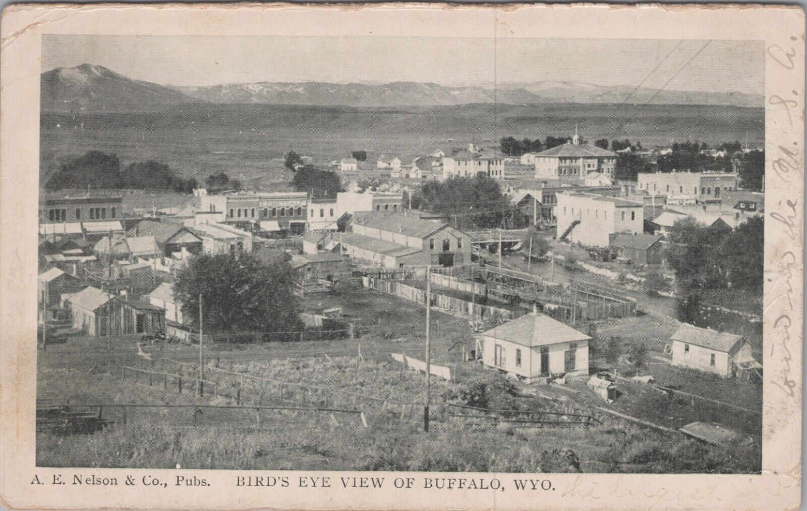 Bird\'s Eye View of Buffalo, Wyoming WY 1909 Postcard 6638d2