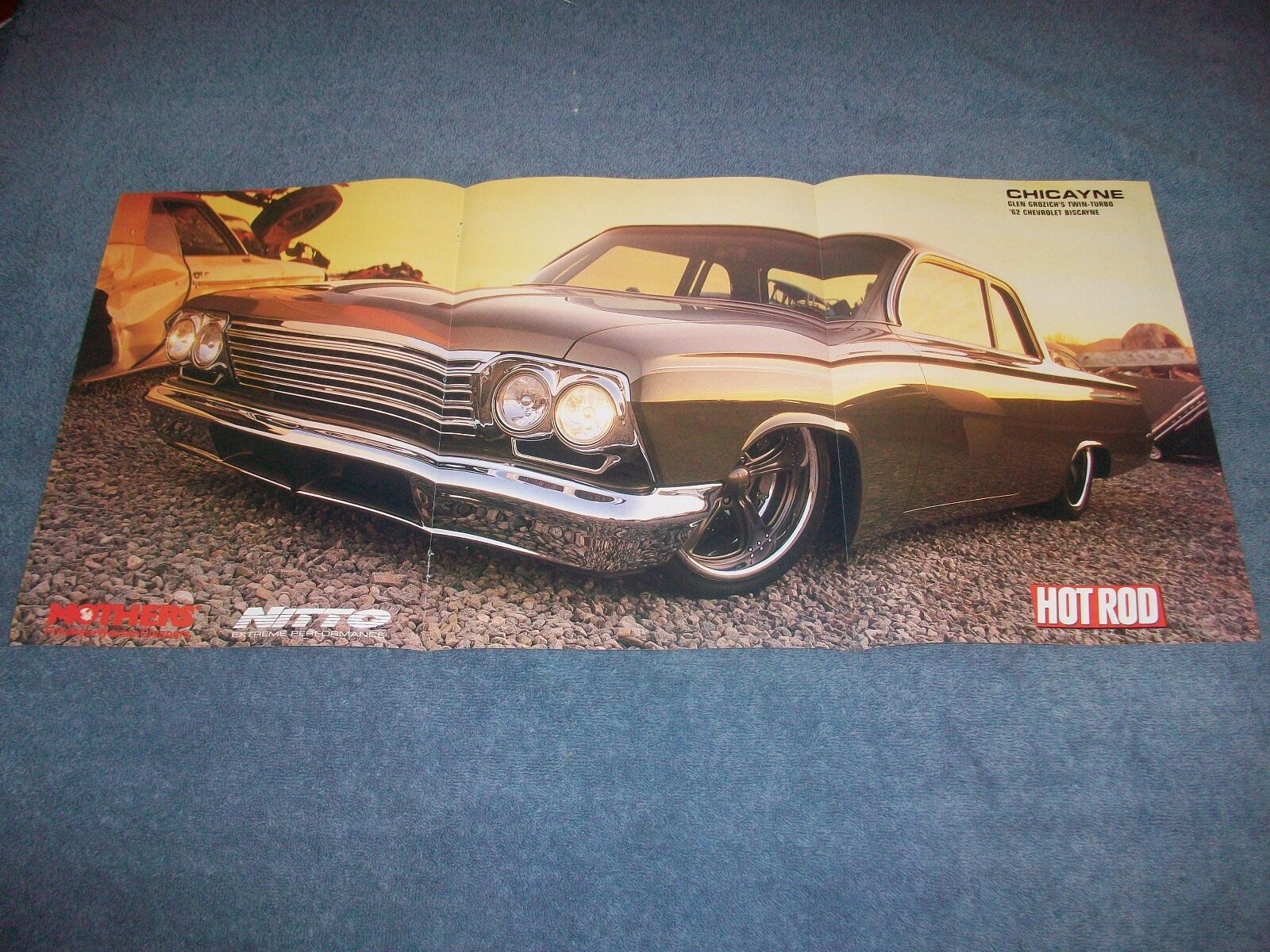 1962 Chevy Biscayne Custom Twin Turbo Poster Chicayne Rad Rides by Troy