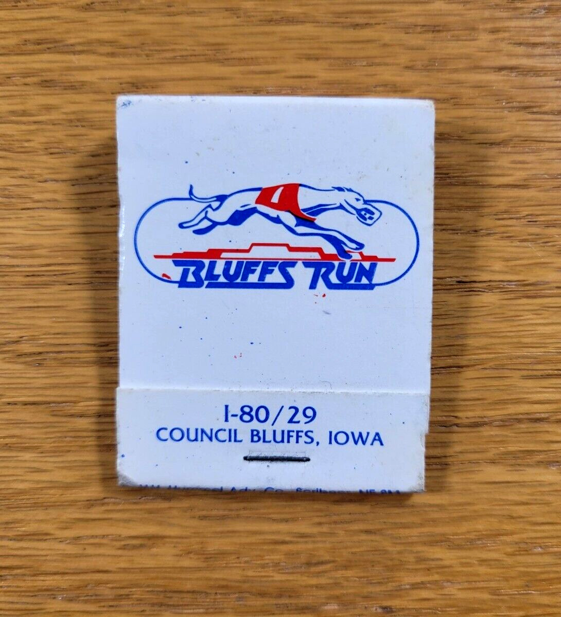 BLUFFS RUN in Council Bluffs, Iowa Vintage Full Unused Matchbook Matches