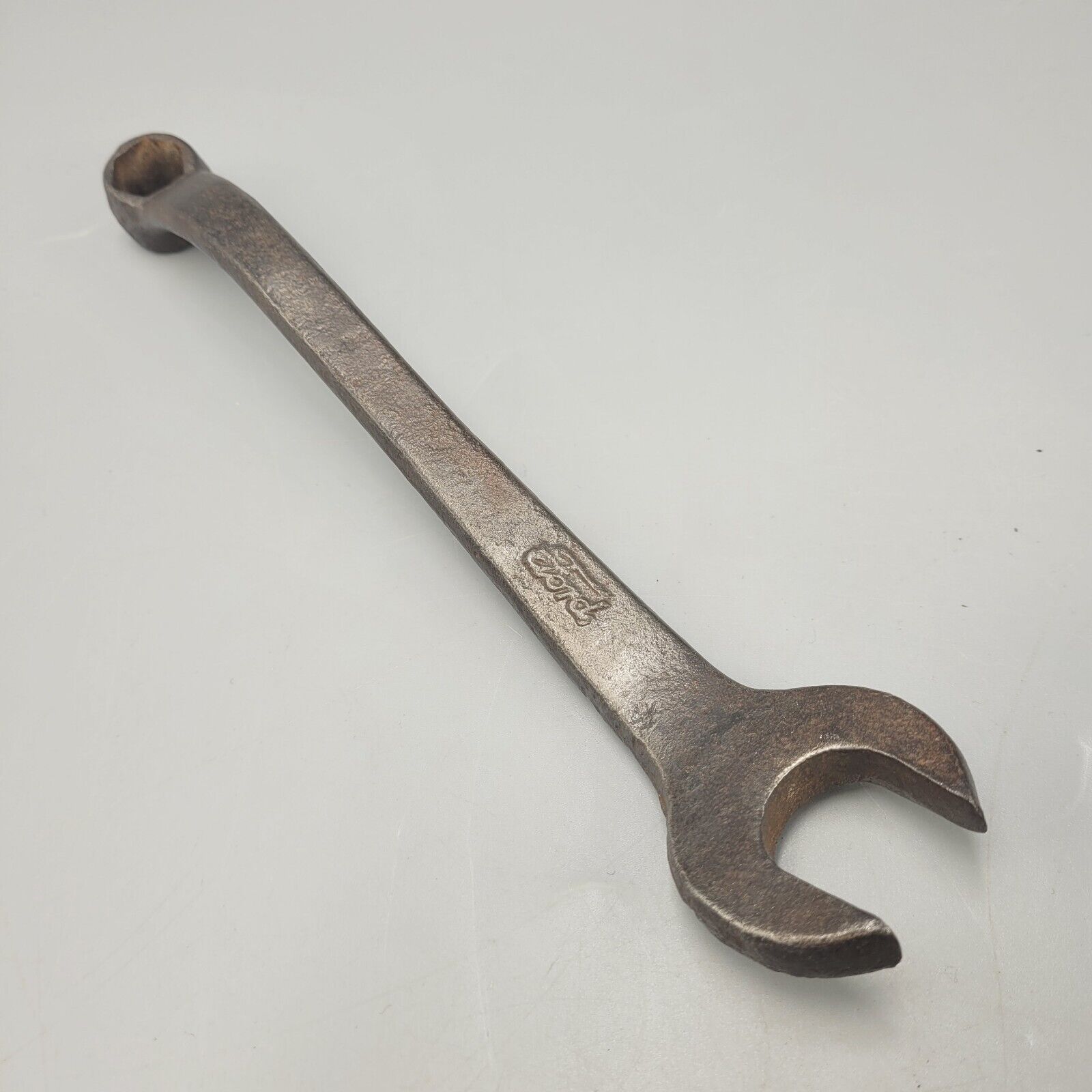 Vintage Ford Script Steel Curved Wrench Combination Opened and Socket #22