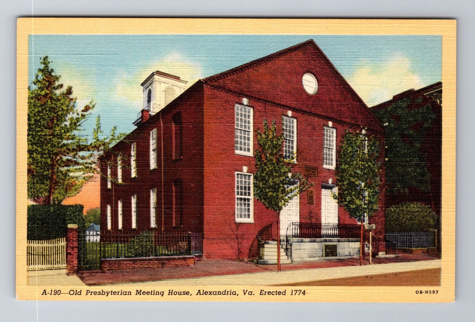 Alexandria VA-Virginia, Old Presbyterian Meeting House, Antique Vintage Postcard