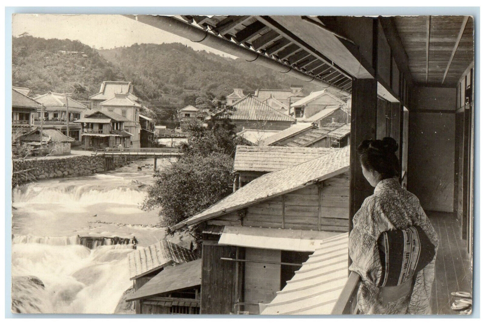 c1930\'s Scene from a Bathhouse in Japan at Hot Springs RPPC Photo Postcard