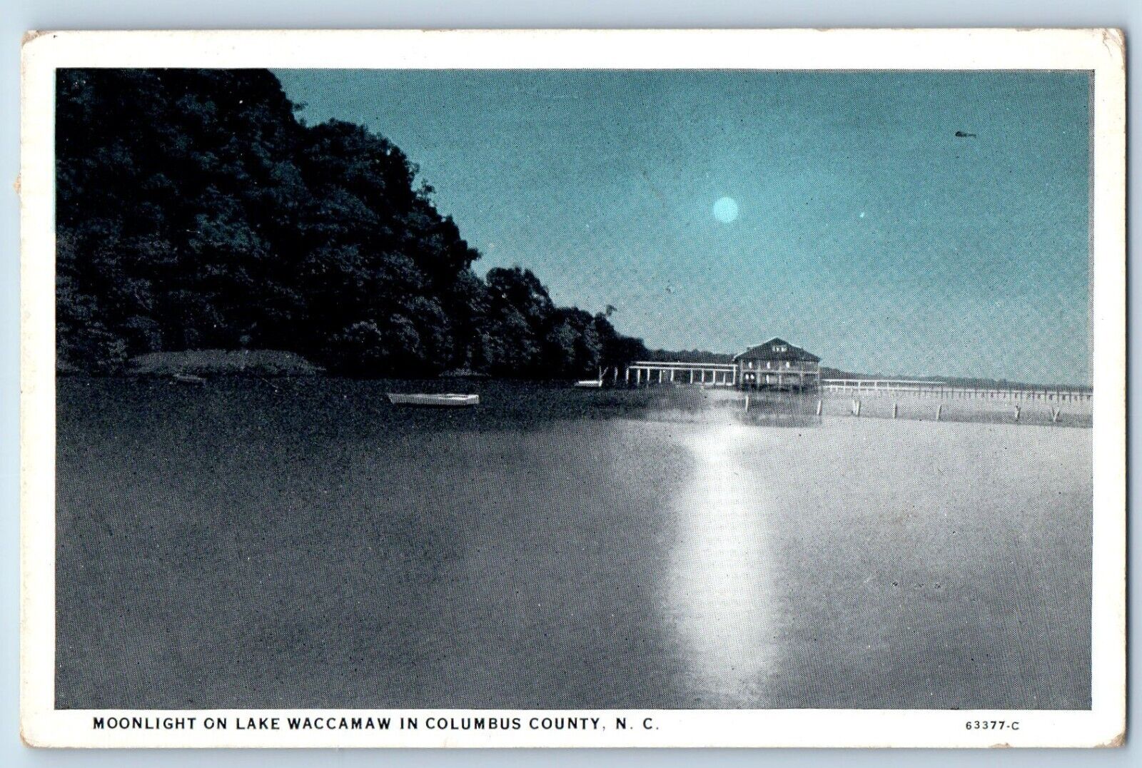 Columbus North Carolina NC Postcard Moonlight Lake Waccamaw County c1937 Vintage